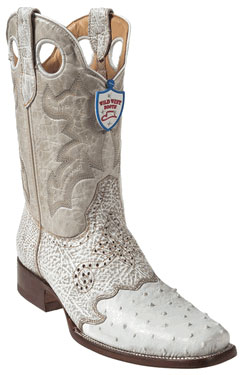 Mensusa Products Wild West White Ostrich Wild Rodeo Toe Boots 337