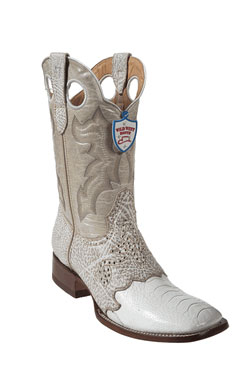 Mensusa Products Wild West White Ostrich Leg Wild Rodeo Toe Boots 277