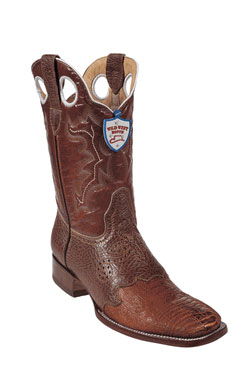 Mensusa Products Wild West Cognac Ostrich Leg Wild Rodeo Toe Boots 277