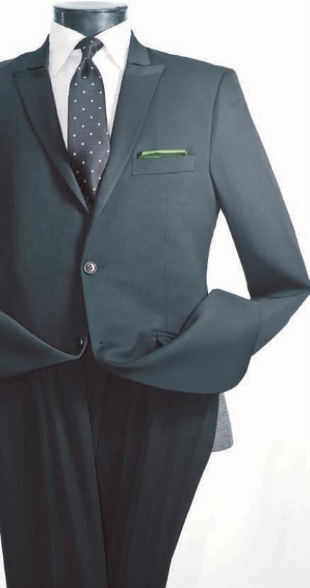 Mensusa Products Vittorio St. Angelo Men's 2 Piece Slim Suit Narrow Peak Lapel Charcoal