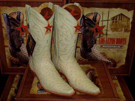 Mensusa Products Los Altos Square Winterwhite Full Quill Ostrich Western Cowboy Boot