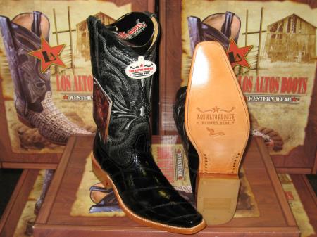 Mensusa Products Los Altos Square Black Genuine Eel Western Cowboy Boot