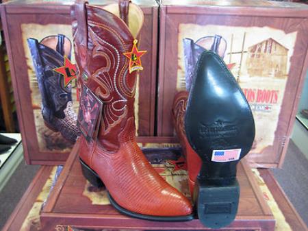 Mensusa Products Los Altos Cognac Genuine Lizard Ring Western Cowboy Boot