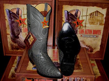 Mensusa Products Los Altos Grey Genuine Full Quill Ostrich Western Cowboy Boot