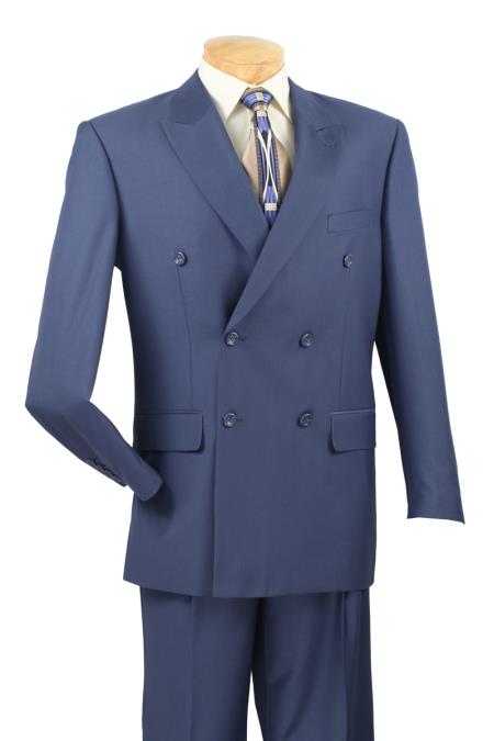 Mensusa Products Men's 2 Piece Indigo~Teal Blue (Slate) Suit Double Breasted