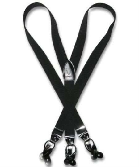 Mensusa Products Men's Black Suspenders Y Shape Back Elastic Button & Clip Convertible
