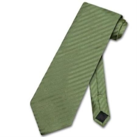Mensusa Products Olive Green Striped Vertical Stripes Men's Neck Tie