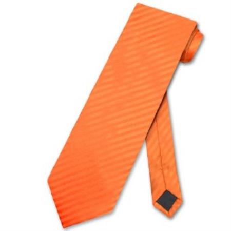 Mensusa Products ORANGE Striped Vertical Stripes Design Men's Neck Tie