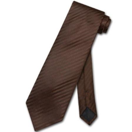 Mensusa Products Chocolate Brown Striped Stripes Design Men's Neck Tie