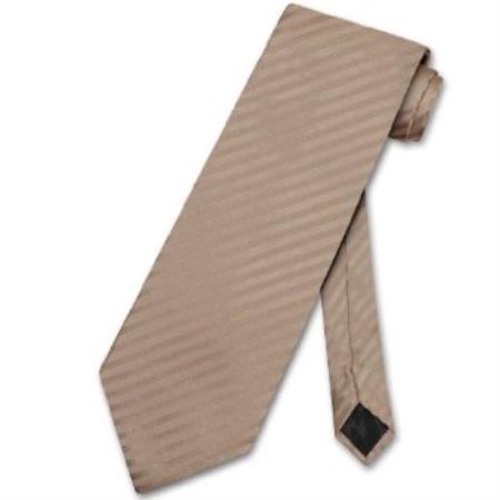 Mensusa Products Mocha Light Brown Striped Vertical Stripes Men's Neck Tie