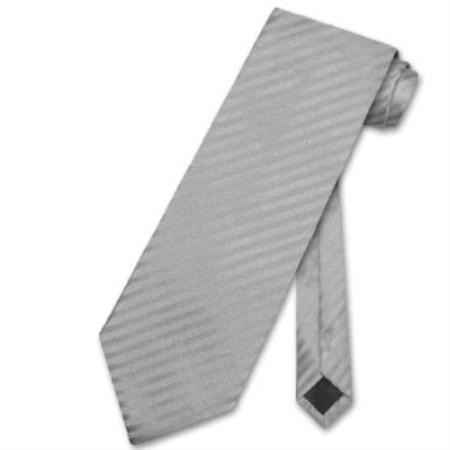 Mensusa Products Silver Grey Striped Vertical Stripes Men's Neck Tie