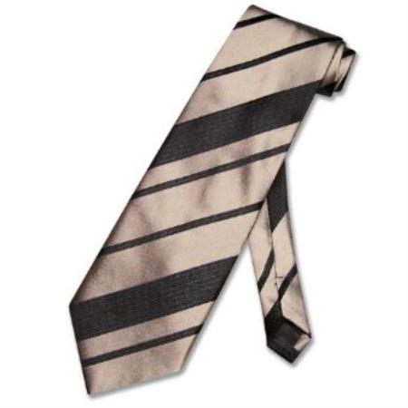 Mensusa Products Taupe Light Brown Woven Striped Men's Design Neck Tie