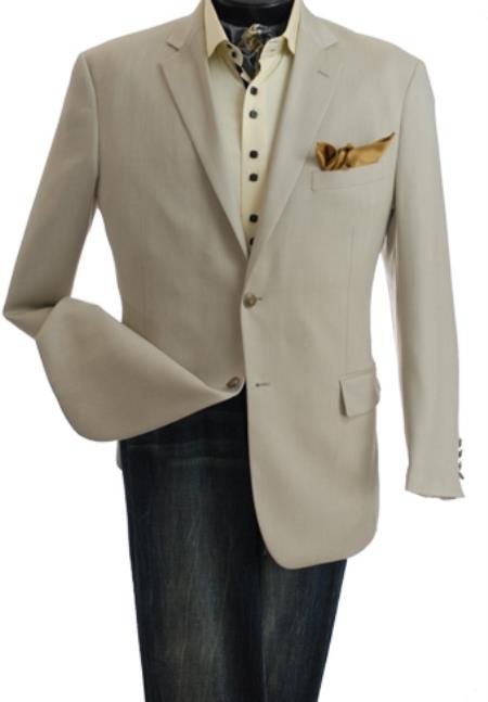 Mensusa Products Men's Single Breasted Blazer Notch Lapel Natural