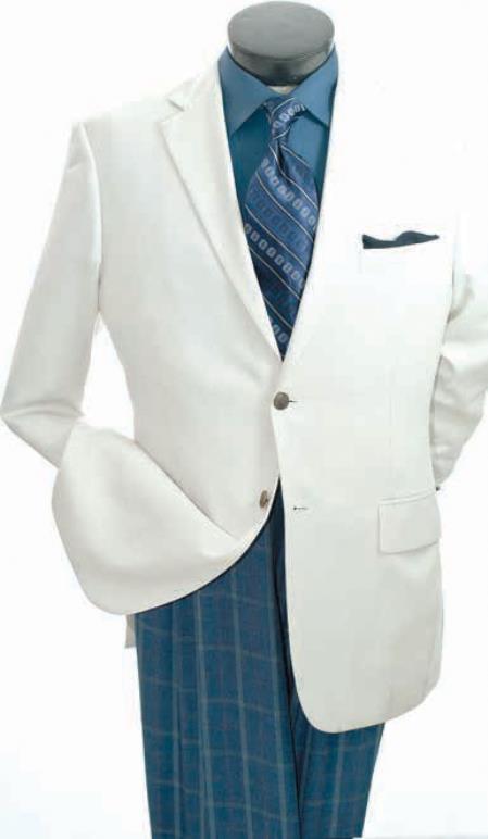 Mensusa Products Men's Single Breasted Blazer Notch Lapel Egg Shell