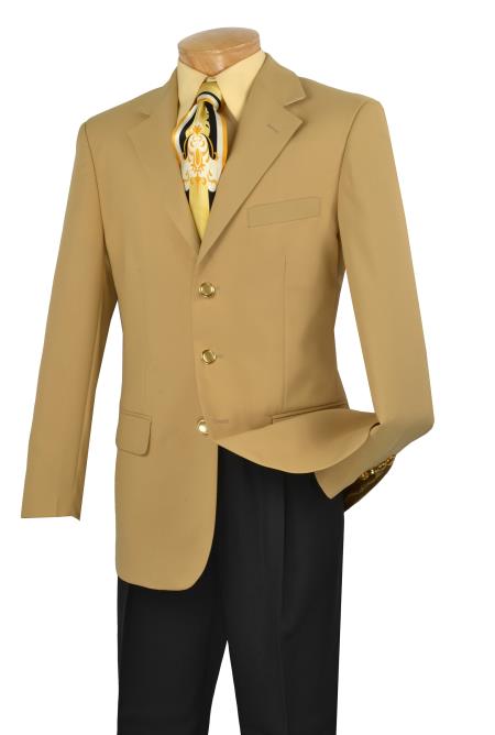 Mensusa Products Men's Single Breasted Poplin Blazer 3 Button Jacket Gold