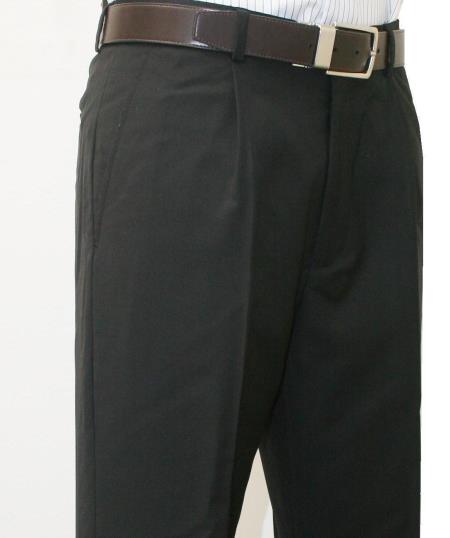 Mensusa Products RomaVeronesi 1 Pleated Pant 1 Wool 41643 Top Pocket+2 Back Pockets with Lining Black