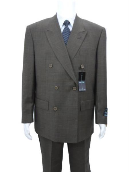 Mensusa Products Double Breasted Closure Super 120 Wool Suit with Pleated Pants Taupe