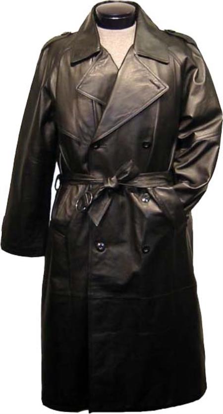Mensusa Products Men's Classic Trench Coat Cape and Epaulets Black 450