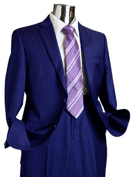 Mensusa Products Mens 2 Button 1 Wool Suit Navy Blue