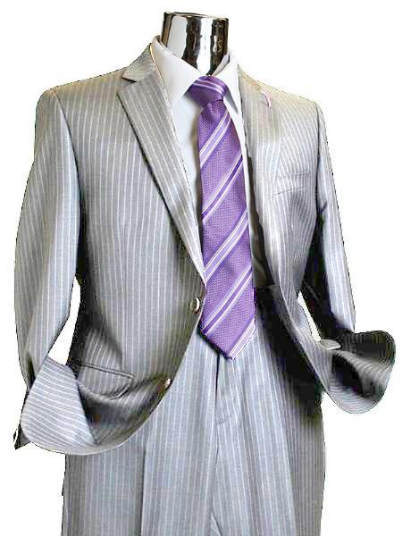 Mensusa Products Mens 2 Button 1 Wool Suit Light Grey