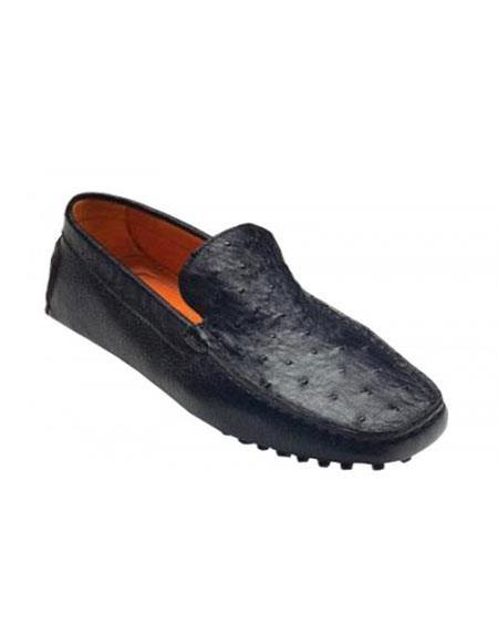 Mensusa Products Mens Tom Black Genuine Ostrich / Calf Shoes