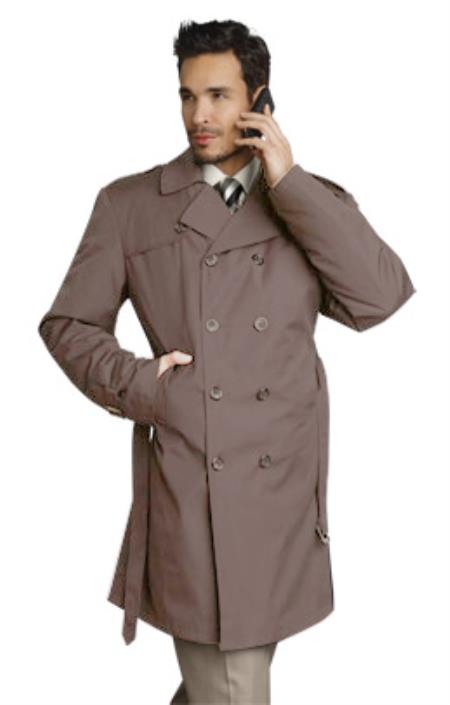 Mensusa Products Mens Stylish Tan Rain Double Breasted Rain Coat ~ Trench Coat