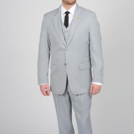 Mensusa Products Men's Silver Two Button Vested Suit
