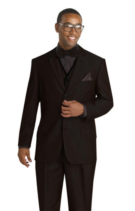 Mensusa Products Mens 3 Button with unique black pinstripe running in parallel found in fabric Black