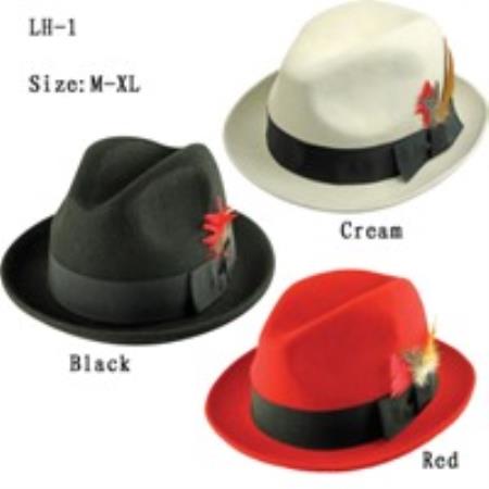Mensusa Products Men's 1 Wool Hats Available in Black, Cream & Red Colors