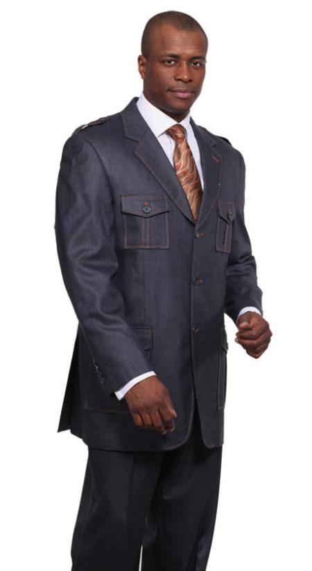 Mensusa Products Navy Military Style Urban Men Suits