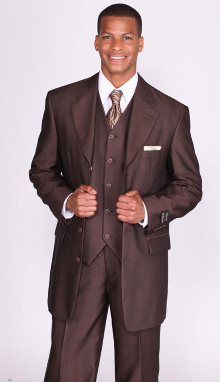 Mensusa Products Mens Brown Herringbone Vested Church Suits: discount mens clothes for sale