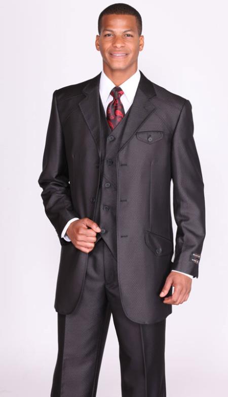 Mensusa Products Mens Black Diamond Pattern 3 Piece Church Suits: discount mens clothes for sale