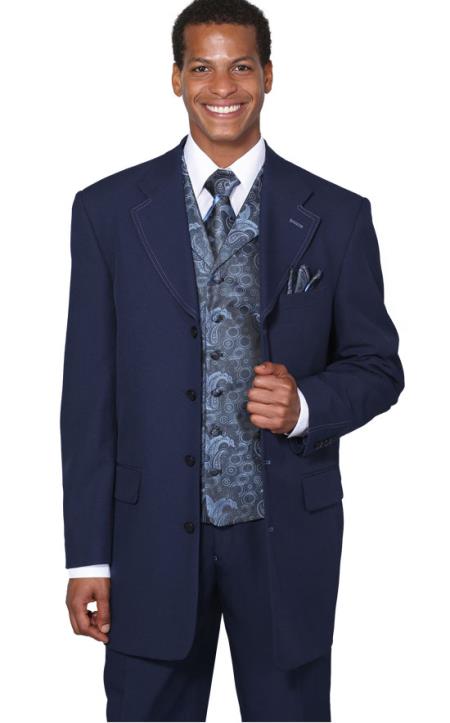 Mensusa Products Mens Navy Fancy Vest 3 Piece Fashion Suits: discount mens clothes for sale: discount mens clothes for sale