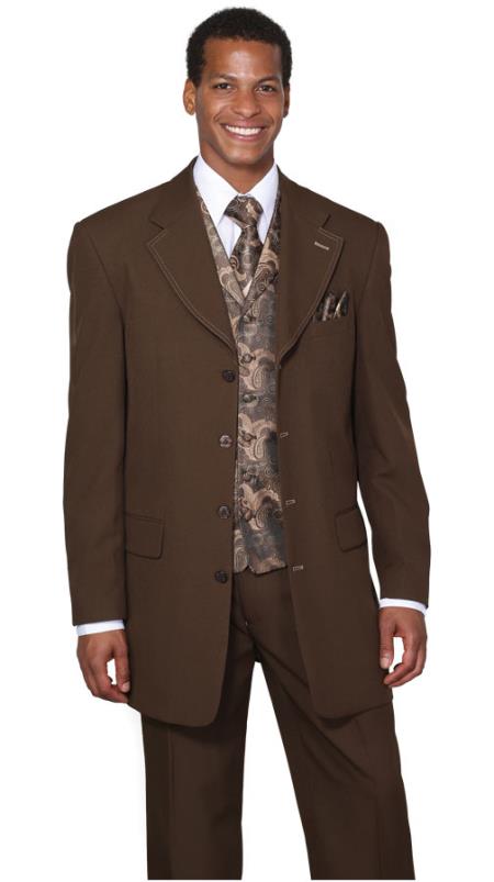 Mensusa Products Mens Brown Fancy Vest 3 Piece Fashion Suits: discount mens clothes for sale: discount mens clothes for sale