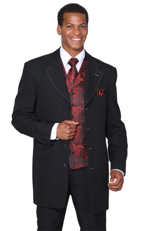Mensusa Products Mens Black Red Fancy Vest three piece low priced fashion outfits
