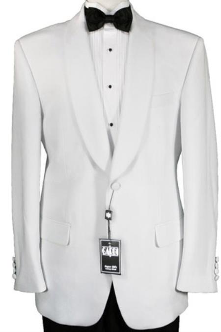 Mensusa Products Mens One Button1 Luxurious Microfiber Fabric White Dinner Jacket