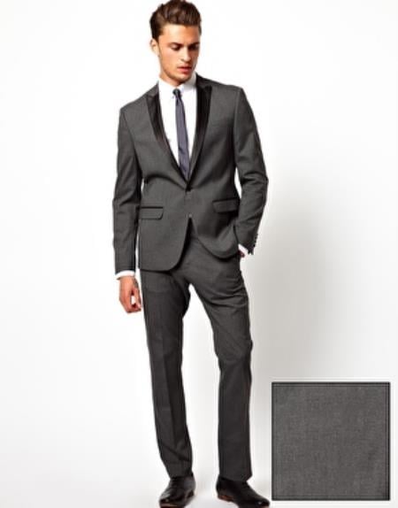 Mensusa Products Mens Slim Fit Tuxedo Suit Jacket Charcoal