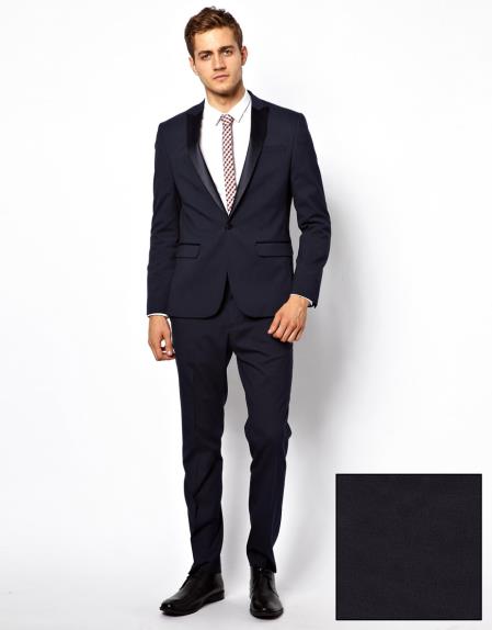 Mensusa Products Mens Slim Fit Tuxedo Suit in Navy