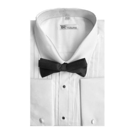 Mensusa Products Men's Tuxedo Dress Shirt with BowTie Set French Cuff White