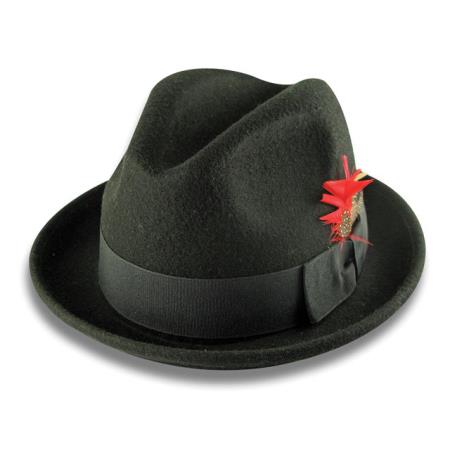 Mensusa Products New Men's 1 Wool Fedora Trilby Mobster Hat Black