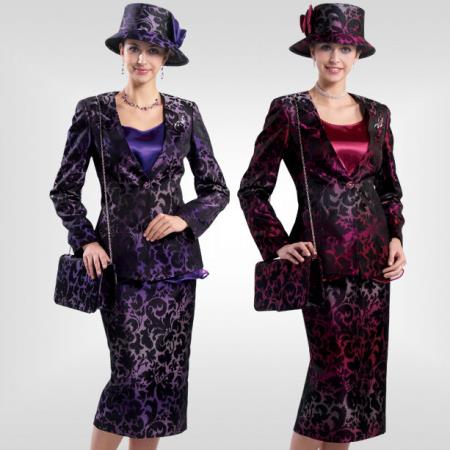 Mensusa Products ew Lynda's Special Occasion Raspberry / Purple 3 Piece Women Dress Set