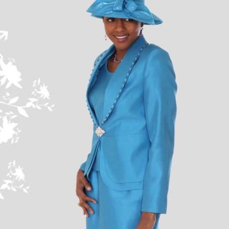 Mensusa Products New Lynda's Classic Church 3 Piece Dress Set Turquoise
