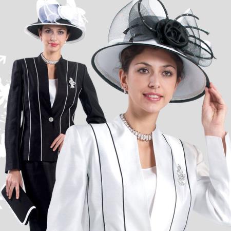 Mensusa Products New Lynda's Formal Classic Stripes Black / White Women 3 Piece Dress Set