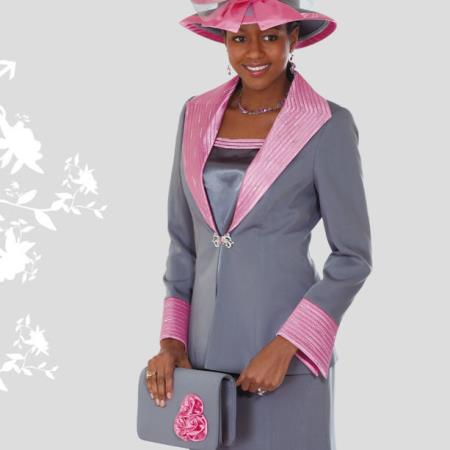 Mensusa Products New Lynda's Classic Elegance Church 3 Piece Dress Set Pink