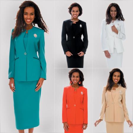 Mensusa Products New Lynda's Casual 3 Piece Women Dress Set Office/Church 5 Colors