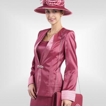 Mensusa Products New Lynda's Classic Elegance Rose Women Church 3 Piece Dress Set