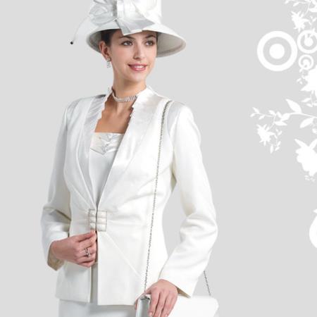 Mensusa Products New Lynda's Classic Elegance White Women 3 Piece Dress Set