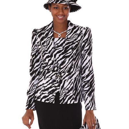 Mensusa Products New Lynda's Classic Zebra Design Church 3 Piece Dress Set