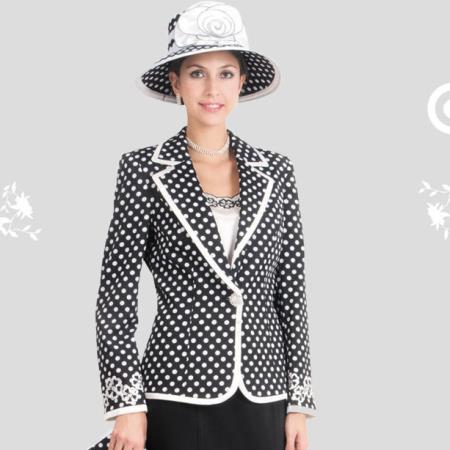 Mensusa Products New Lynda's Classic Elegance Black & White Polka Dot Women 3 Piece Dress Set