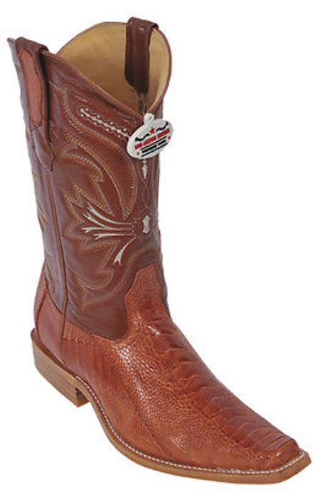 Mensusa Products Ostrich Leg Cognac Los Altos Mens Western Boots Cowboy Design Square Toe